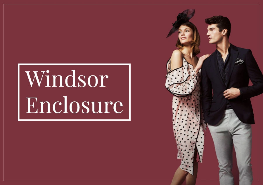 A beautiful wedding dress displayed in the Windsor Enclosure, the premier destination for bridal attire